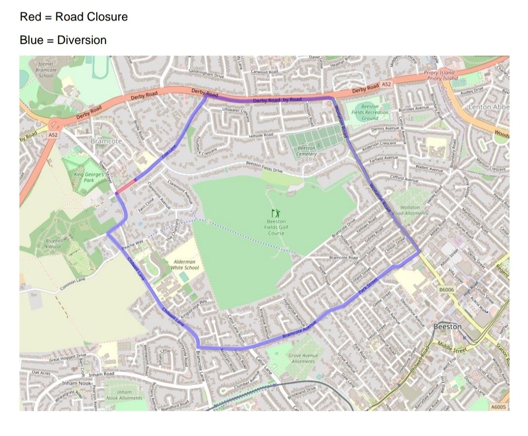 Roadworks Bulletin Temporary Road Closure Cow Lane, Bramcote